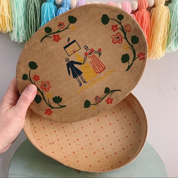 Vintage Early American Shulton Floral Oval Box